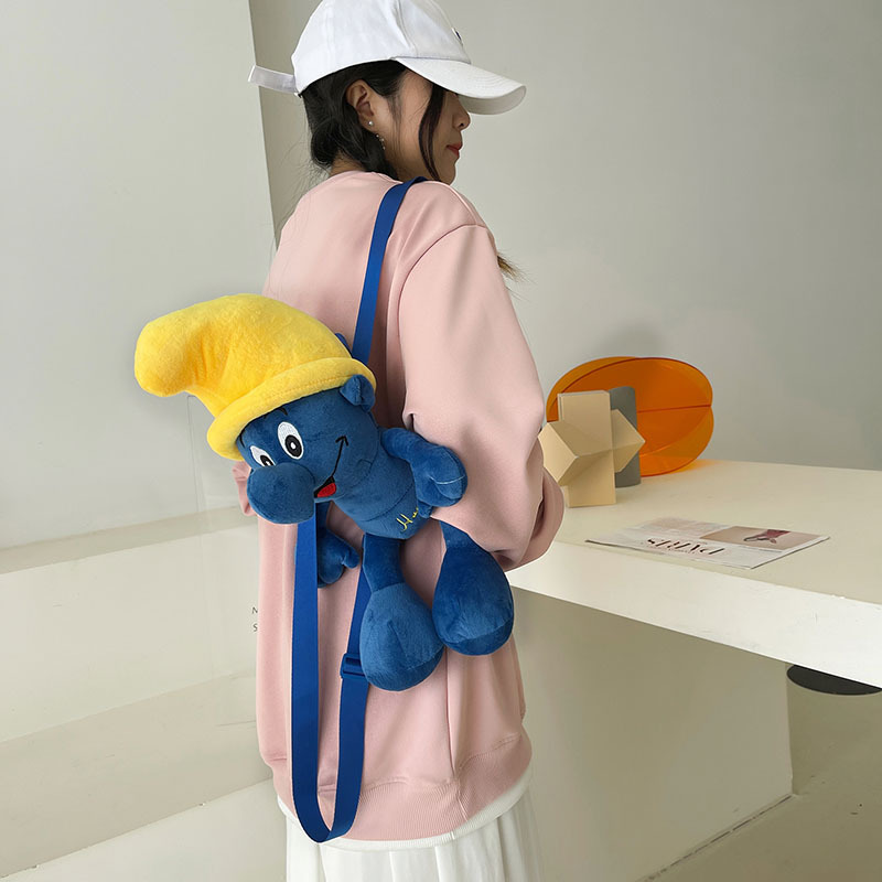 Smurfs Cartoon Plush Bag Blue Elf Backpack Autumn and Winter New Cute Doll Children&#039;s Doll Bag Coin Purse for Women