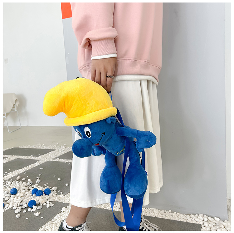 Smurfs Cartoon Plush Bag Blue Elf Backpack Autumn and Winter New Cute Doll Children's Doll Bag Coin Purse for Women