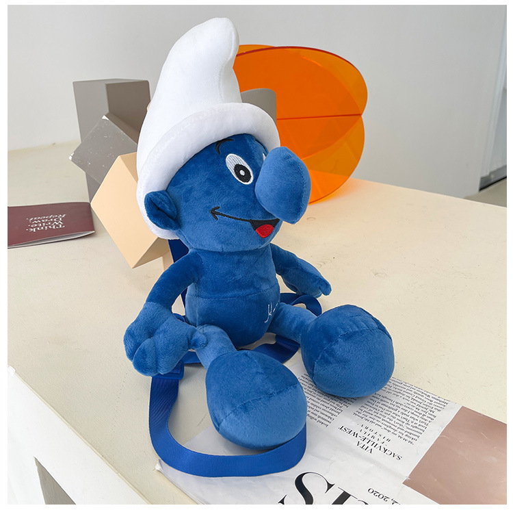 Smurfs Cartoon Plush Bag Blue Elf Backpack Autumn and Winter New Cute Doll Children's Doll Bag Coin Purse for Women