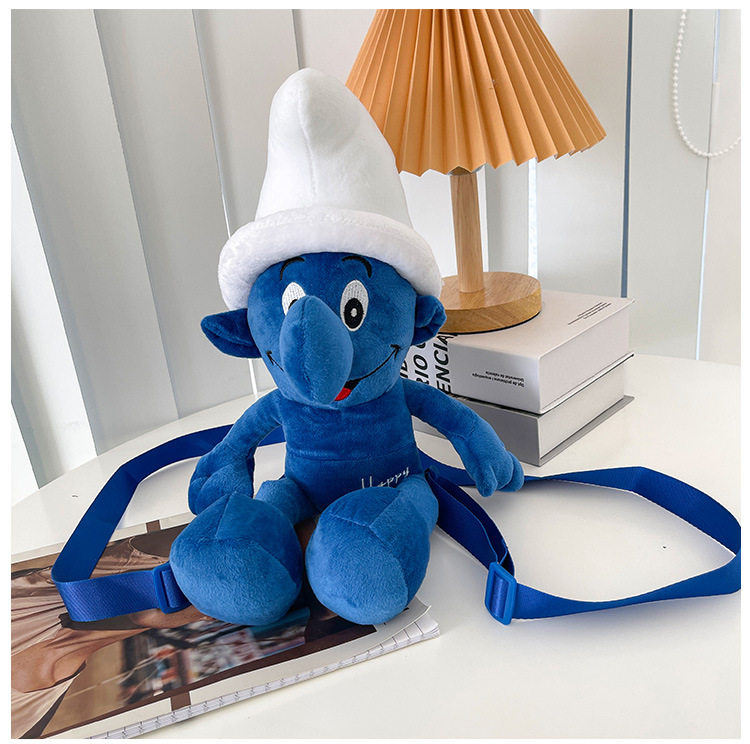 Smurfs Cartoon Plush Bag Blue Elf Backpack Autumn and Winter New Cute Doll Children's Doll Bag Coin Purse for Women
