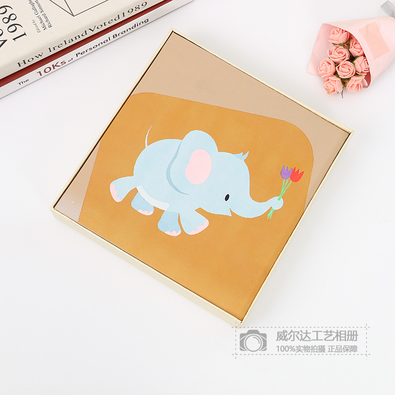 Square Gift Box Cartoon Animal Hot Air Balloon Moon Photo Album DIY Children&#039;s Album Album