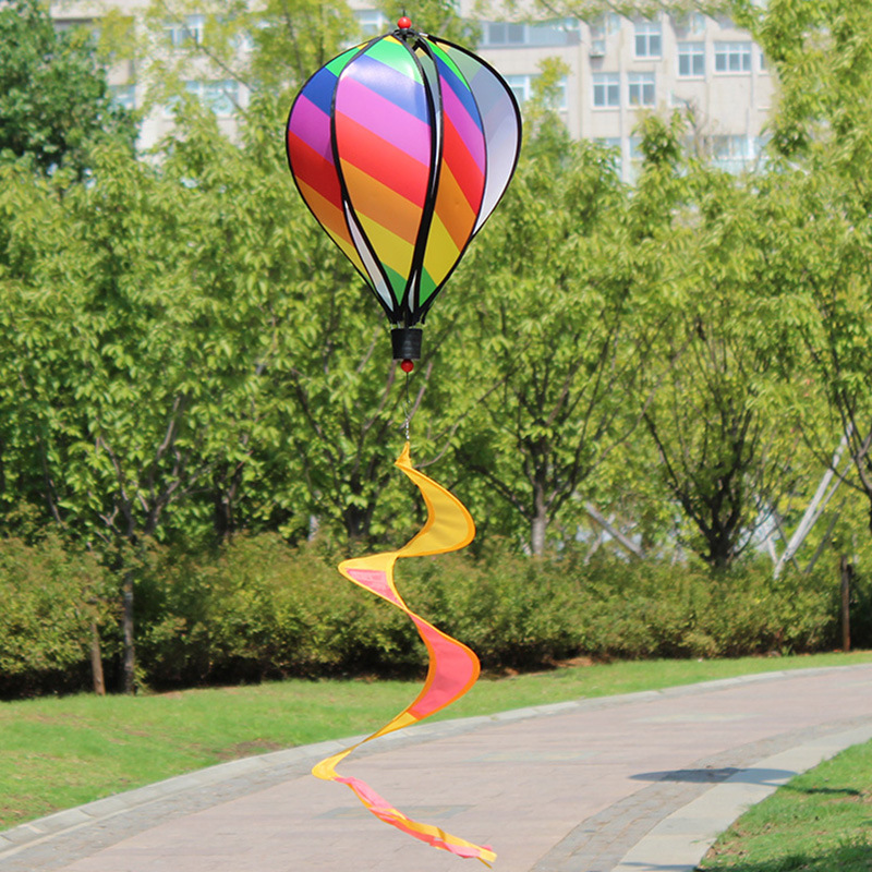 Cross-Border Rainbow Hot Air Balloon Wind-Turning Sequins Rotating Colorful Pinwheel Garden Windmill Outdoor Christmas Decoration Wholesale