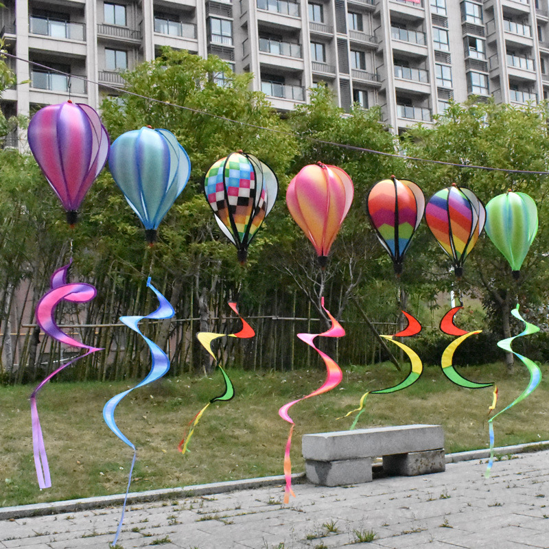 Outdoor Hanging Rainbow Hot Air Balloon Rotating Colorful Wind Bar Scenic Spot Windmill Festival Kindergarten Decorations Arrangement Ornaments