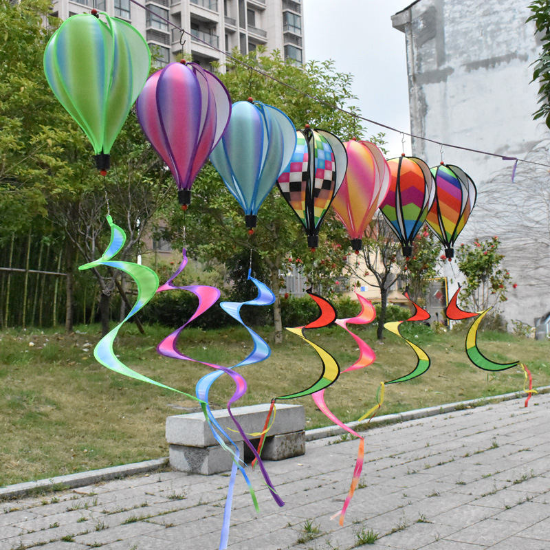 Outdoor Hanging Rainbow Hot Air Balloon Rotating Colorful Wind Bar Scenic Spot Windmill Festival Kindergarten Decorations Arrangement Ornaments