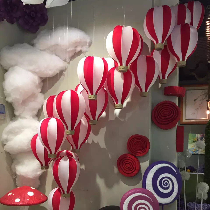 Summer Colorful Silk Screen Hot Air Balloon Decoration Wedding Window Art Gallery Car 4S Shop Hot Air Balloon