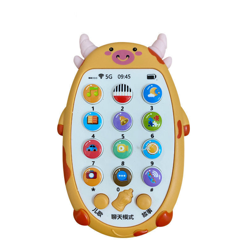 Free Shipping Baby Simulation Mobile Phone Music Toy Calf Early Education Puzzle Story Machine Telephone Bilingual Cartoon Animal