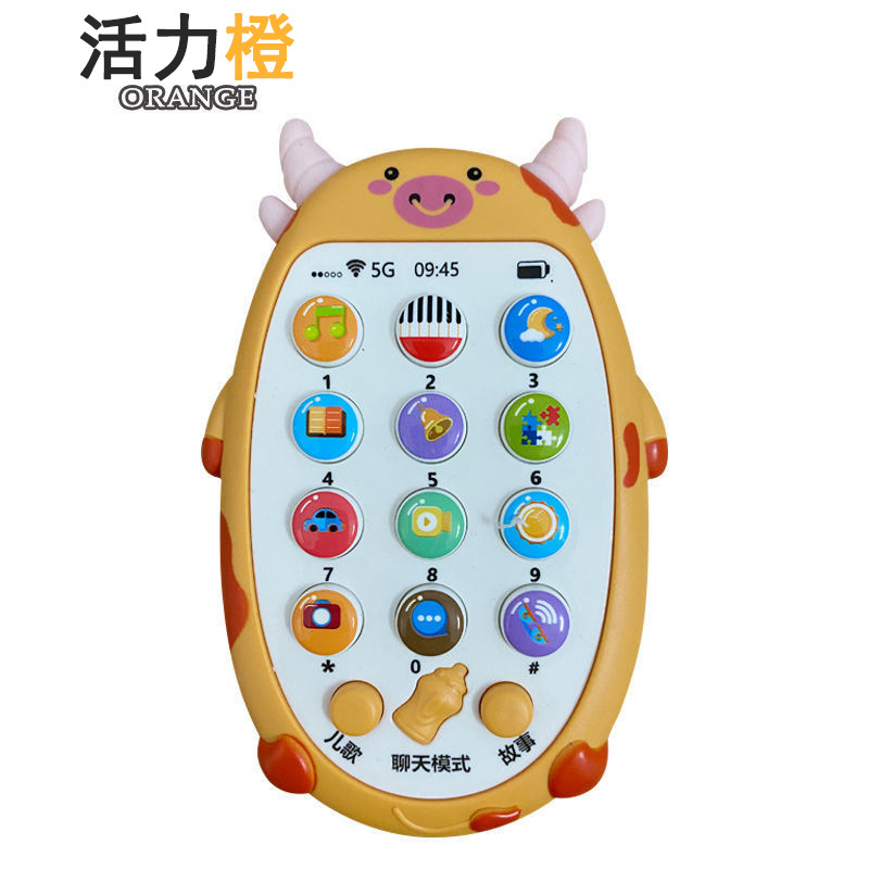 Free Shipping Baby Simulation Mobile Phone Music Toy Calf Early Education Puzzle Story Machine Telephone Bilingual Cartoon Animal