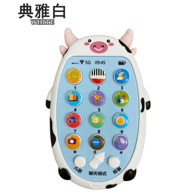 Free Shipping Baby Simulation Mobile Phone Music Toy Calf Early Education Puzzle Story Machine Telephone Bilingual Cartoon Animal