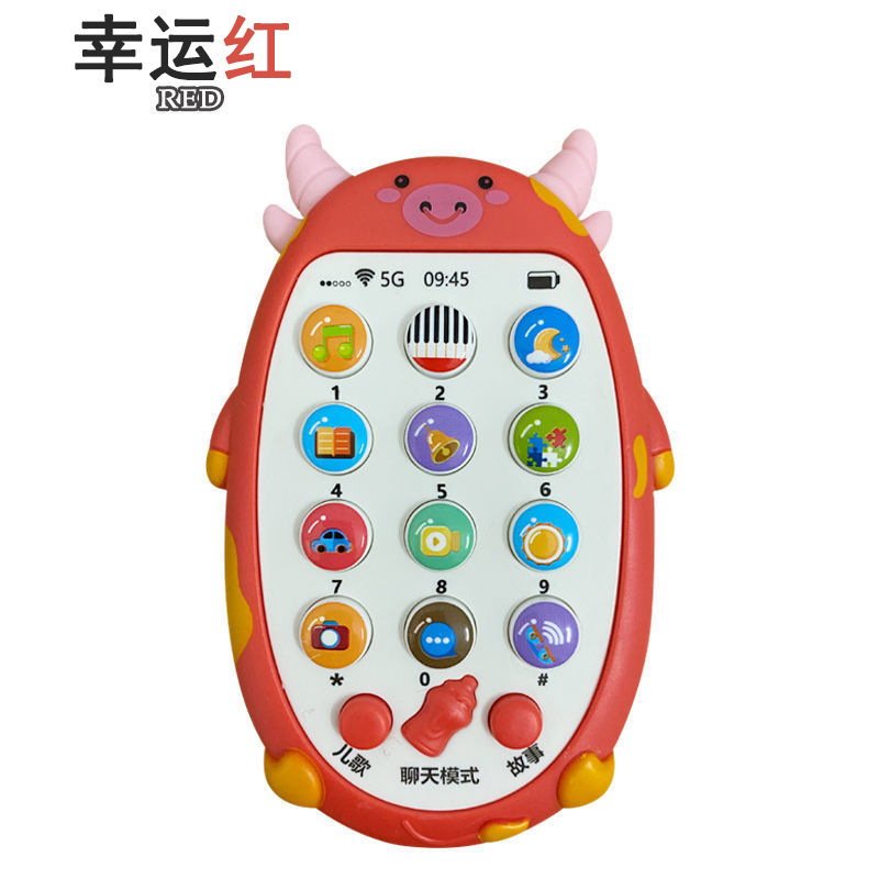 Free Shipping Baby Simulation Mobile Phone Music Toy Calf Early Education Puzzle Story Machine Telephone Bilingual Cartoon Animal