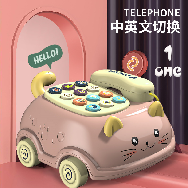 Children&#039;s New Educational Multi-Functional Early Education Chinese and English Bilingual Telephone Cat Modeling Toy Baby Story Machine