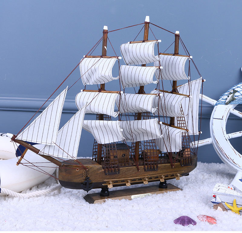Office Simulation Model Home Decoration Assembly Sailboat Decoration Antique Distressed Crafts Sailboat Decoration