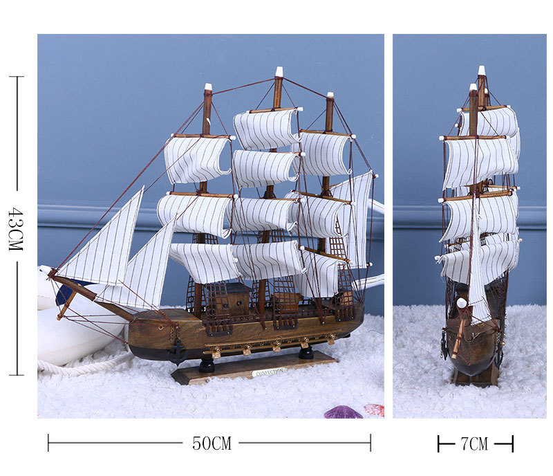 Office Simulation Model Home Decoration Assembly Sailboat Decoration Antique Distressed Crafts Sailboat Decoration