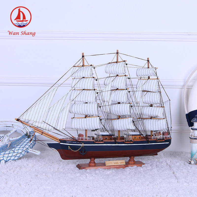70cm Sailboat Model Marine Series Mediterranean Sailboat Wooden Craftwork Sample Room Ornaments Wholesale