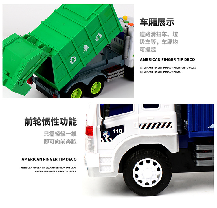 Large Light Music Inertia Toy Car Early Childhood Education Story Machine Garbage Classification Sanitation Car Model Toy