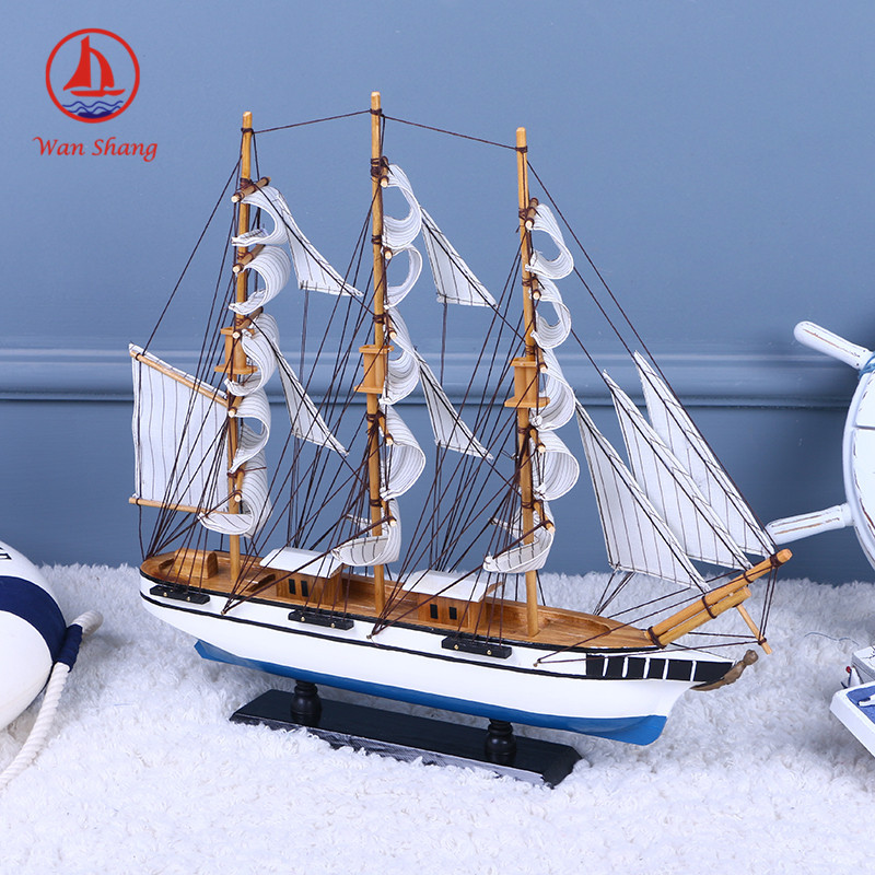 Office Simulation Model Home Decoration Assembly Sailboat Decorative Crafts Blue and White Navy Sailboat Decoration