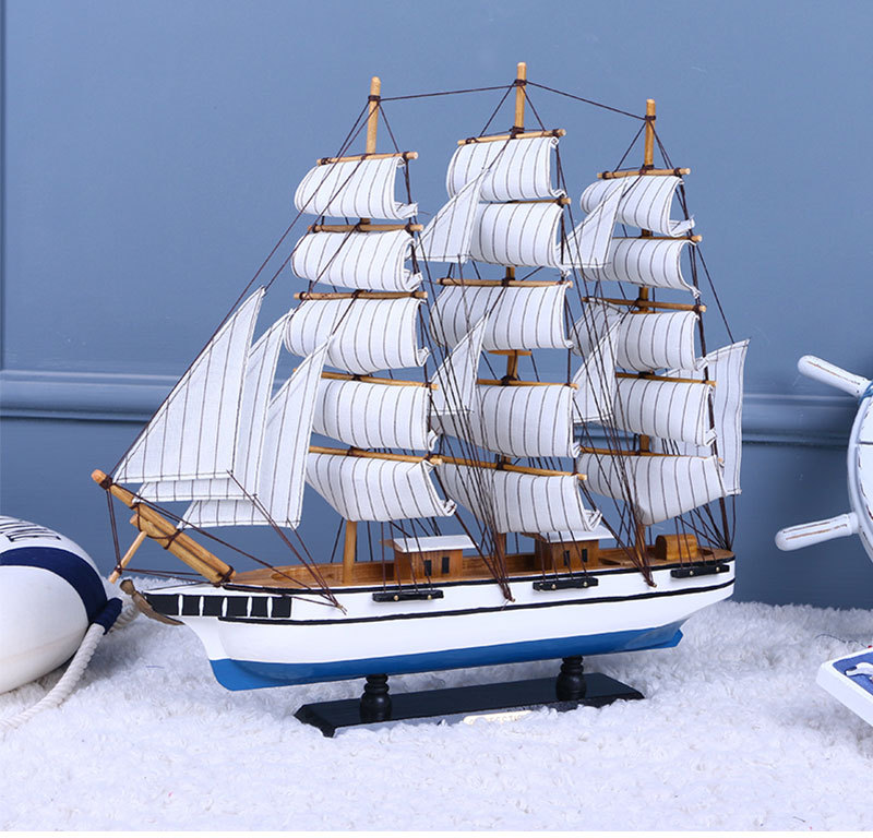 Office Simulation Model Home Decoration Assembly Sailboat Decorative Crafts Blue and White Navy Sailboat Decoration