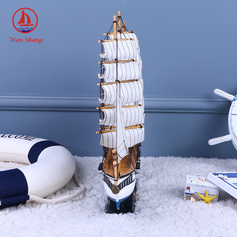 Office Simulation Model Home Decoration Assembly Sailboat Decorative Crafts Blue and White Navy Sailboat Decoration