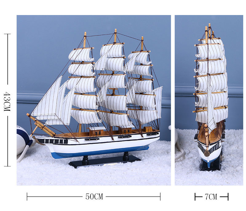 Office Simulation Model Home Decoration Assembly Sailboat Decorative Crafts Blue and White Navy Sailboat Decoration