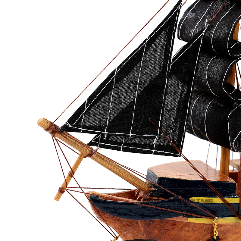 Caribbean Pirate Ship Model Decoration Creative Black Solid Wood Sailboat Hallway Study Bar Cafe Decorations