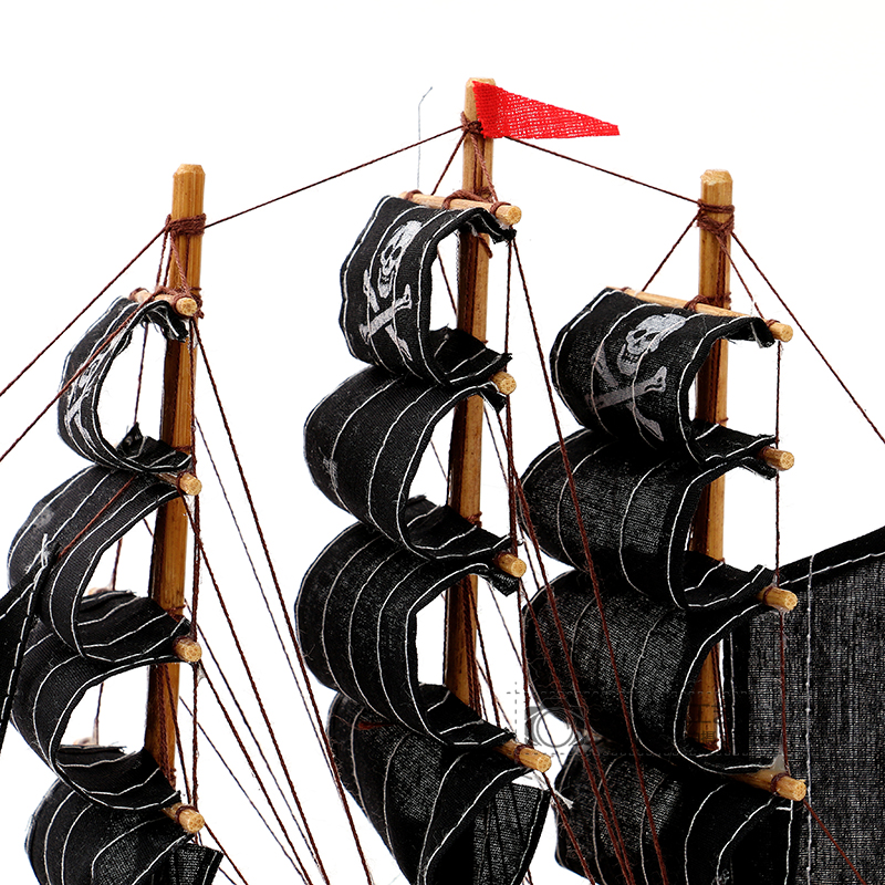 Caribbean Pirate Ship Model Decoration Creative Black Solid Wood Sailboat Hallway Study Bar Cafe Decorations