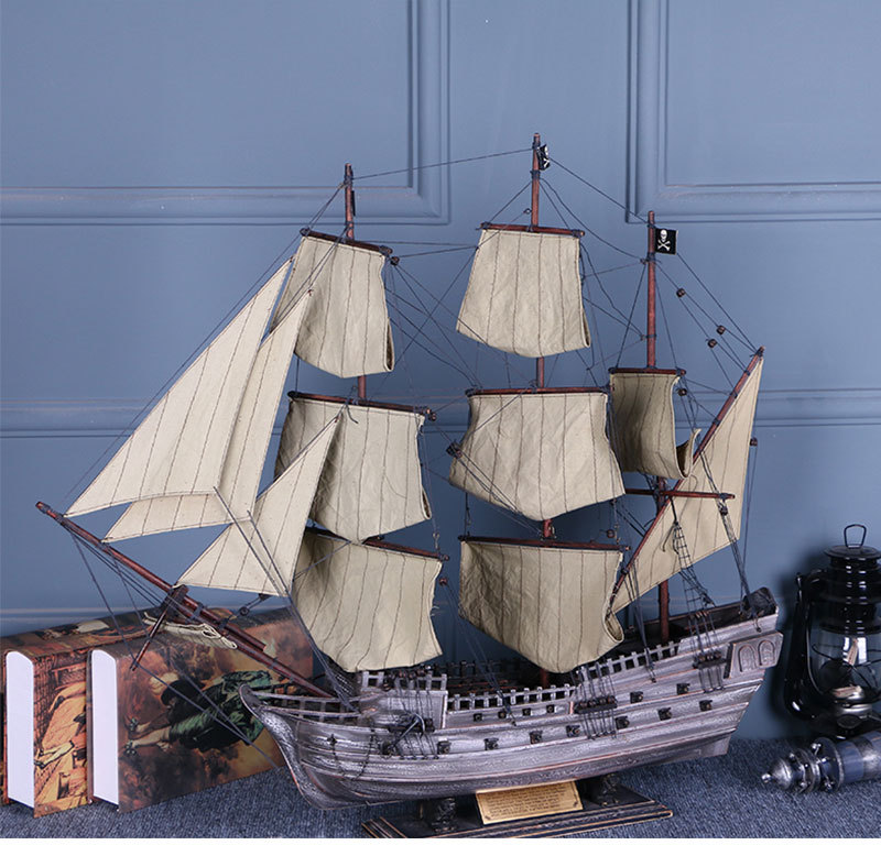 Imitation Real 87cm Pirate Ship Sailboat Decoration Mediterranean Style Crafts Decorations Decoration Ship Model Wholesale
