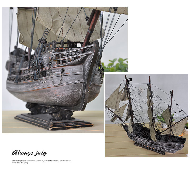 Imitation Real 87cm Pirate Ship Sailboat Decoration Mediterranean Style Crafts Decorations Decoration Ship Model Wholesale