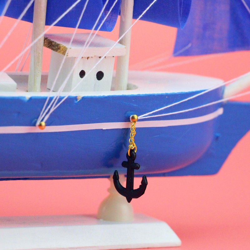 Creative Wooden Sailboat Decoration Smooth Sailing Blue Pink Mediterranean Sailing Decoration Decoration Wholesale Sailing Model