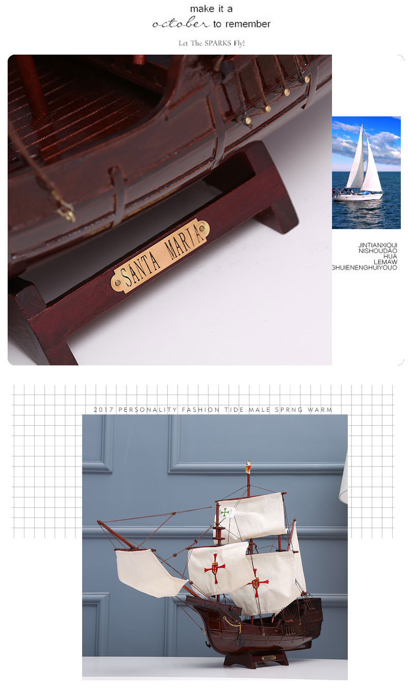 Purplish Red Sailboat Simulation Handmade Crafts Decoration Office Decoration American Sailboat Birthday Gift Wholesale