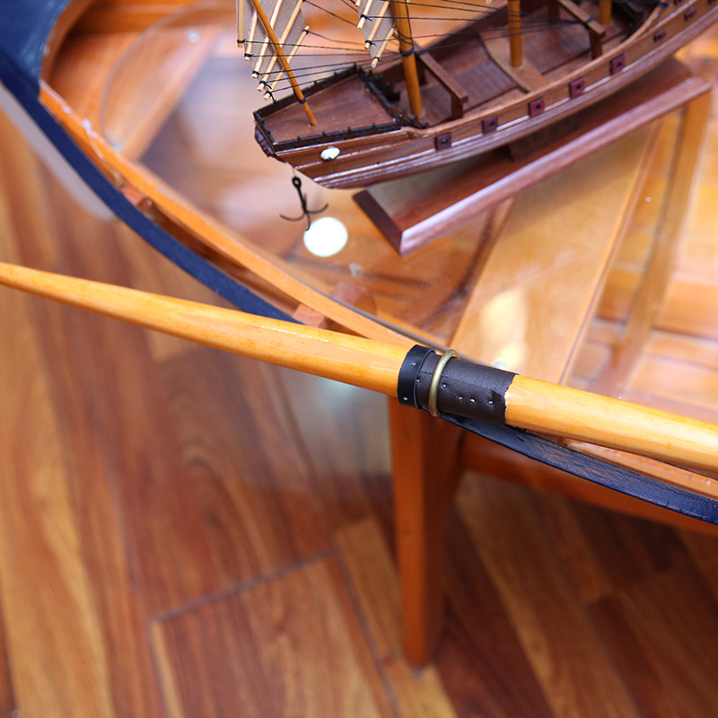 Ship Type Handmade Wooden Ornament Glass Surface Sailboat Model Home Distressed Tea Table Decoration Crafts Factory Wholesale