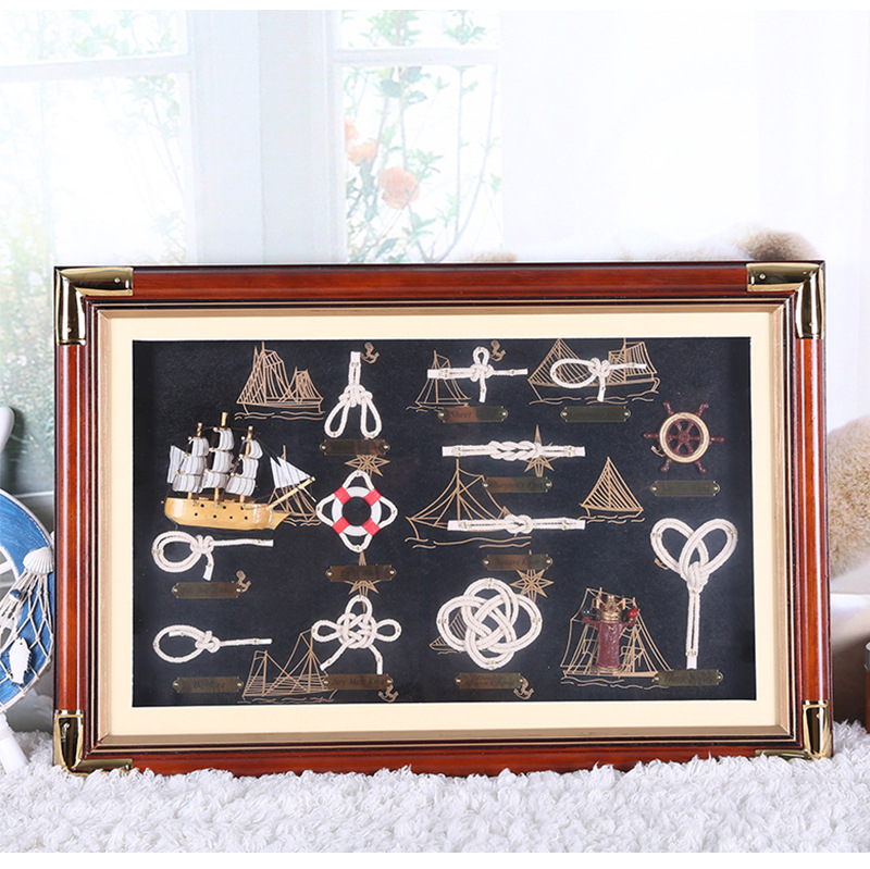Creative New Three-Dimensional Sailor Knot Hemp Rope Mediterranean Hanging Painting Sailboat Ocean Decorative Wall Hangings Wooden Craftwork Wholesale Creative New Three-Dimensional Sailor Knot Hemp Rope Mediterranean Hanging Painting Sailboat Ocean Decorative Wall Hangings Wooden Craftwork Wholesale