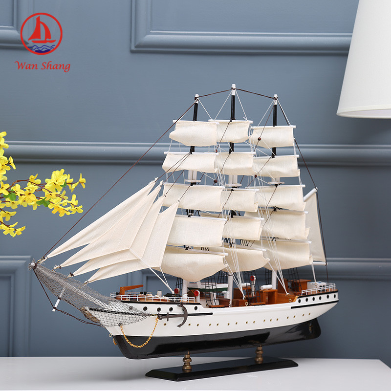 Simulation Model Home Decoration Log Hand-Assembled Sailboat Sailboat Decorative Crafts Decoration Painted Gift