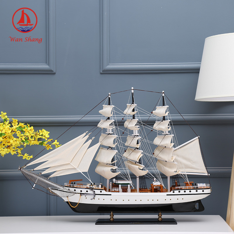 Simulation Model Home Decoration Log Hand-Assembled Sailboat Sailboat Decorative Crafts Decoration Painted Gift