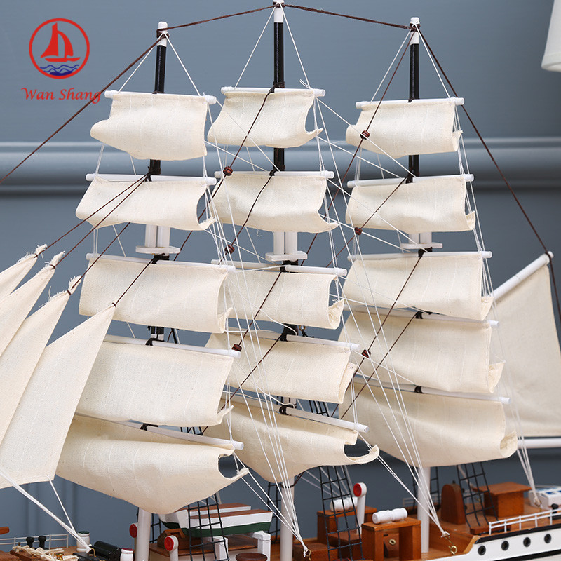 Simulation Model Home Decoration Log Hand-Assembled Sailboat Sailboat Decorative Crafts Decoration Painted Gift