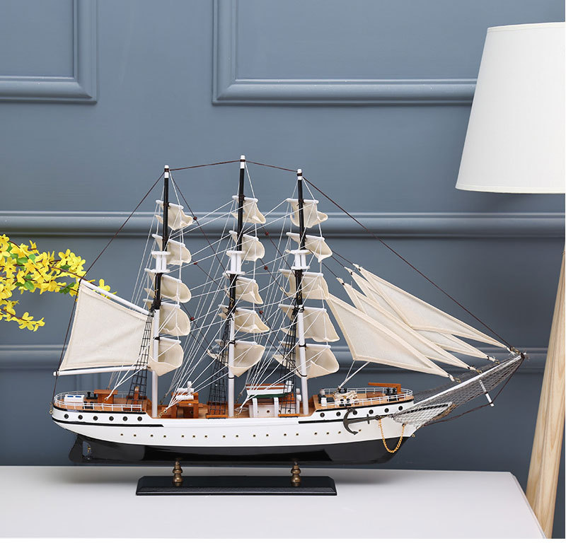 Simulation Model Home Decoration Log Hand-Assembled Sailboat Sailboat Decorative Crafts Decoration Painted Gift
