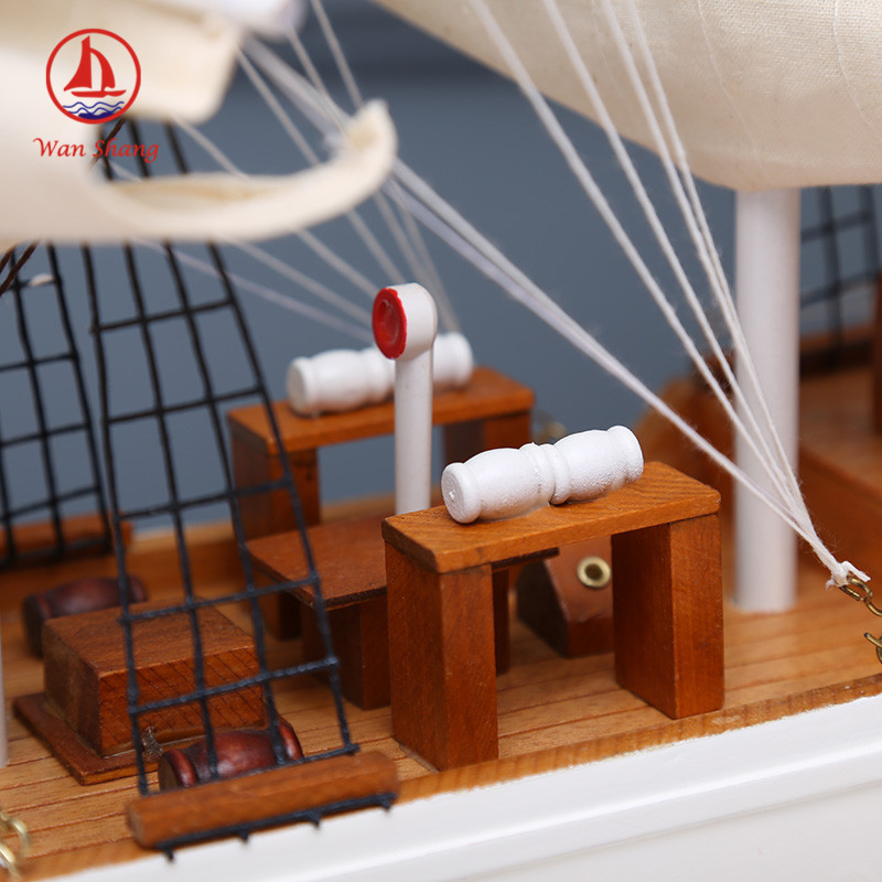 Simulation Model Home Decoration Log Hand-Assembled Sailboat Sailboat Decorative Crafts Decoration Painted Gift
