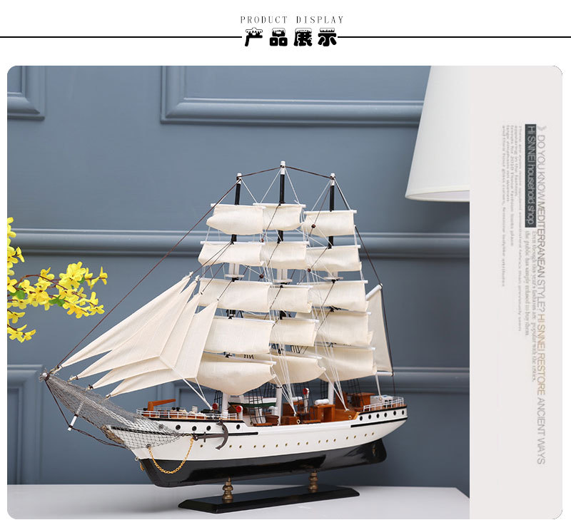 Simulation Model Home Decoration Log Hand-Assembled Sailboat Sailboat Decorative Crafts Decoration Painted Gift