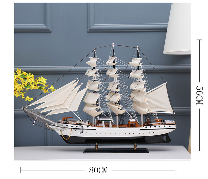 Simulation Model Home Decoration Log Hand-Assembled Sailboat Sailboat Decorative Crafts Decoration Painted Gift