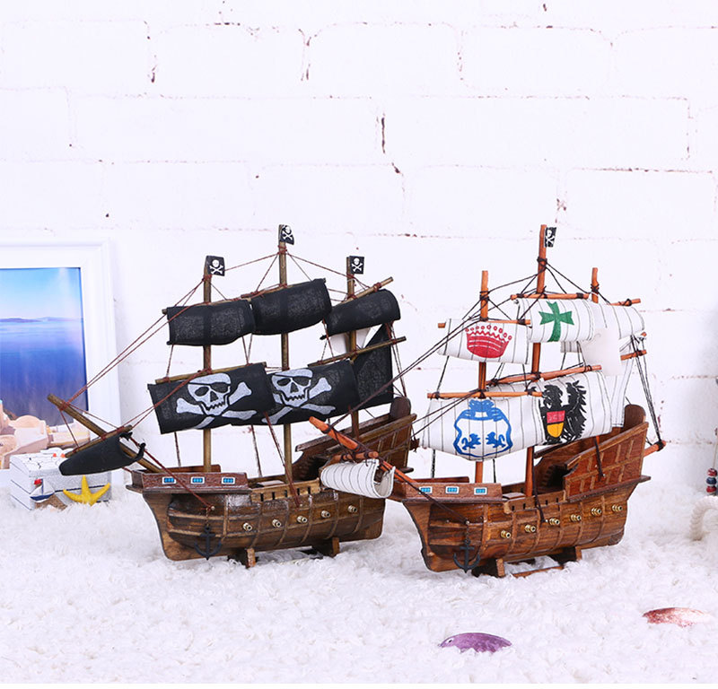 45cm Pirate Ship Black Sailboat Decoration Model Solid Wood Wooden Handmade Mediterranean Decorations Wholesale 45cm Pirate Ship Black Sailboat Decoration Model Solid Wood Wooden Handmade Mediterranean Decorations Wholesale