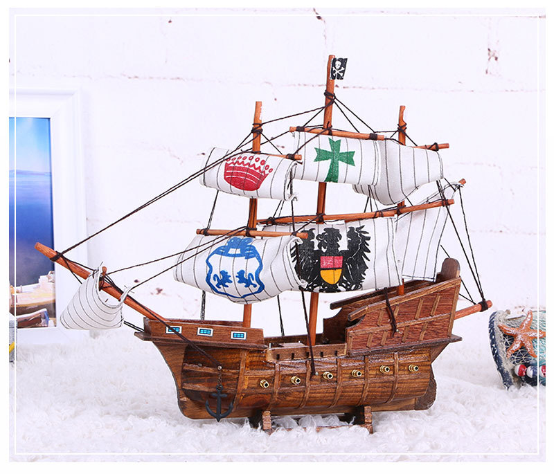 45cm Pirate Ship Black Sailboat Decoration Model Solid Wood Wooden Handmade Mediterranean Decorations Wholesale 45cm Pirate Ship Black Sailboat Decoration Model Solid Wood Wooden Handmade Mediterranean Decorations Wholesale