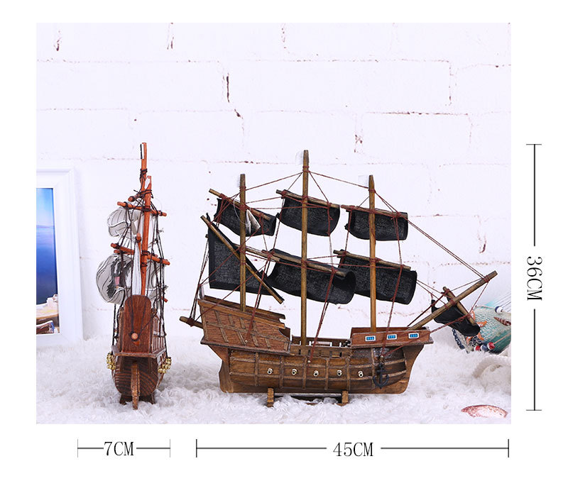 45cm Pirate Ship Black Sailboat Decoration Model Solid Wood Wooden Handmade Mediterranean Decorations Wholesale 45cm Pirate Ship Black Sailboat Decoration Model Solid Wood Wooden Handmade Mediterranean Decorations Wholesale