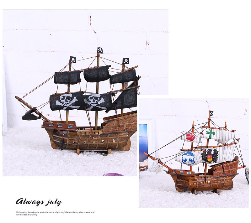 45cm Pirate Ship Black Sailboat Decoration Model Solid Wood Wooden Handmade Mediterranean Decorations Wholesale 45cm Pirate Ship Black Sailboat Decoration Model Solid Wood Wooden Handmade Mediterranean Decorations Wholesale