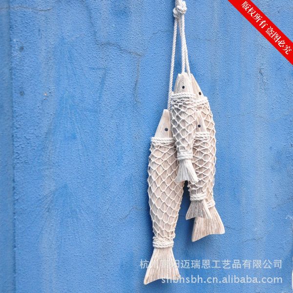 Small String of Ocean Hanging Ornaments Fish strings Wooden Mediterranean Carving Household MA04016 Small String of Ocean Hanging Ornaments Fish strings Wooden Mediterranean Carving Household MA04016