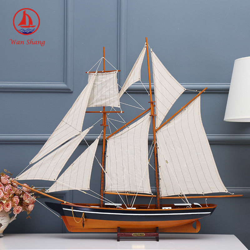 Handmade Crafts Simulation Sailboat Decoration American Sailboat Log Multi-Color Assembly Decoration Office Sailboat