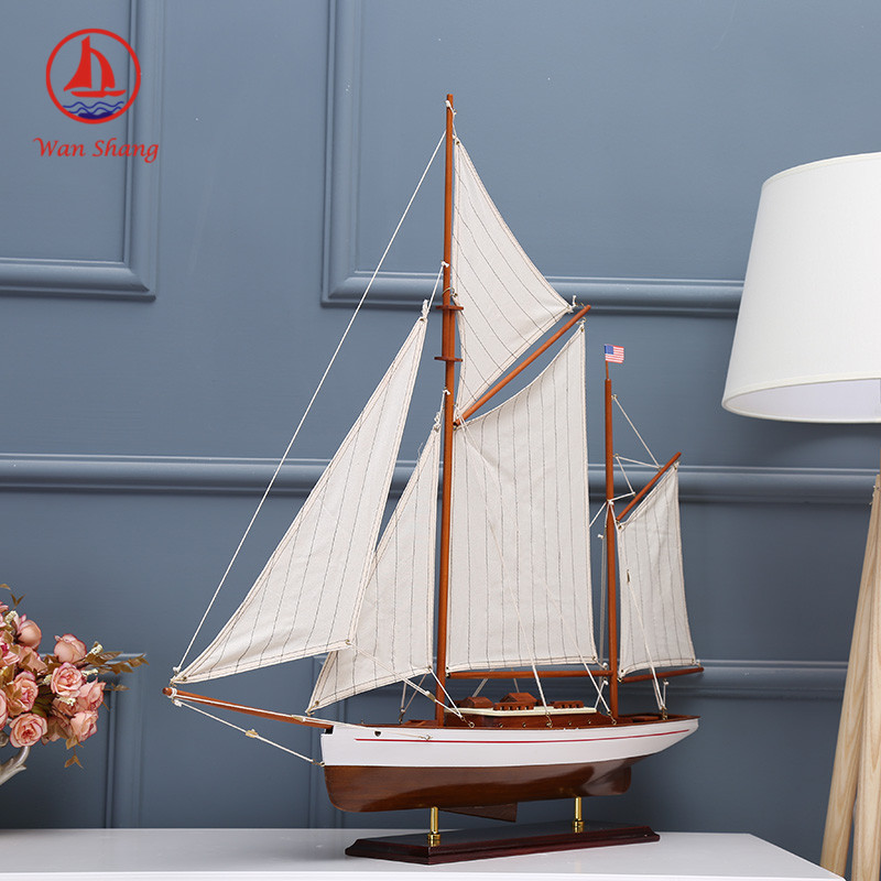 Handmade Crafts Simulation Sailboat Decoration American Sailboat Log Multi-Color Assembly Decoration Office Sailboat