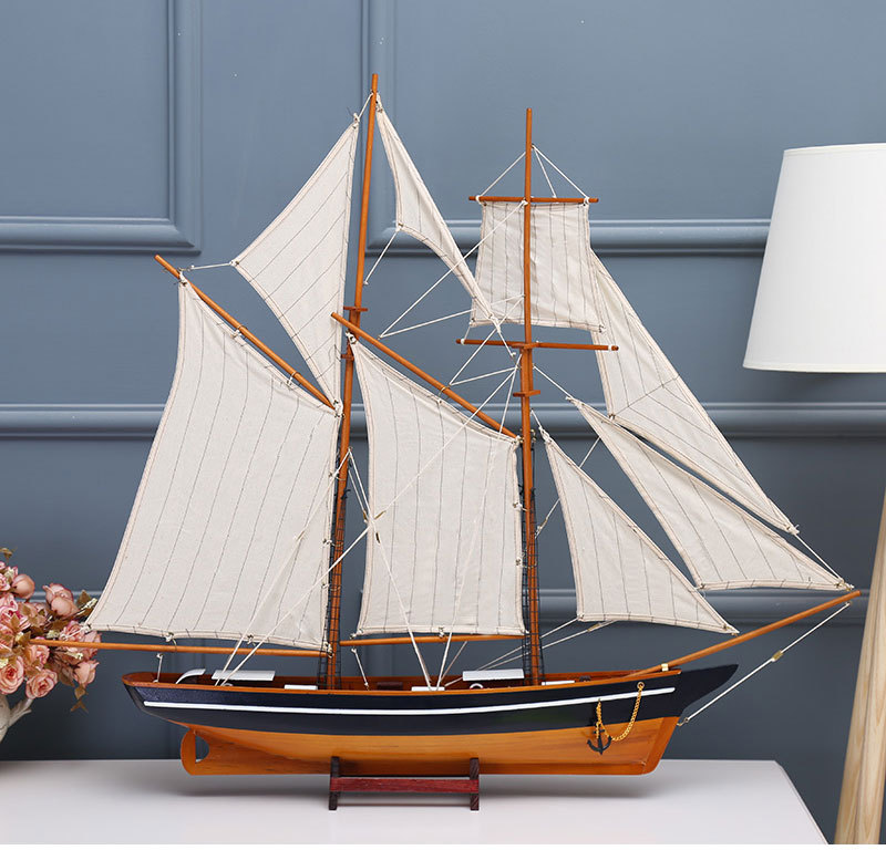 Handmade Crafts Simulation Sailboat Decoration American Sailboat Log Multi-Color Assembly Decoration Office Sailboat