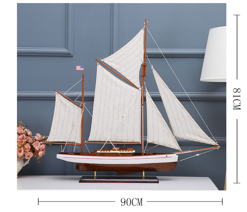 Handmade Crafts Simulation Sailboat Decoration American Sailboat Log Multi-Color Assembly Decoration Office Sailboat