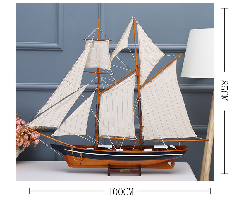 Handmade Crafts Simulation Sailboat Decoration American Sailboat Log Multi-Color Assembly Decoration Office Sailboat
