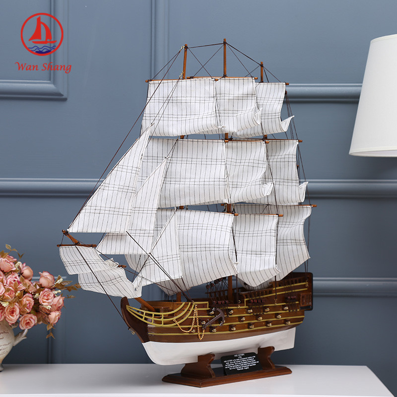 Painted Sailboat Handmade Crafts Simulation Sailboat Decoration Log Multi-Color Assembly Decoration Office Sailboat