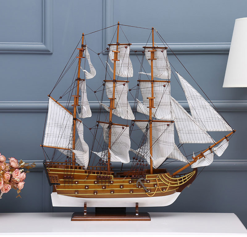 Painted Sailboat Handmade Crafts Simulation Sailboat Decoration Log Multi-Color Assembly Decoration Office Sailboat