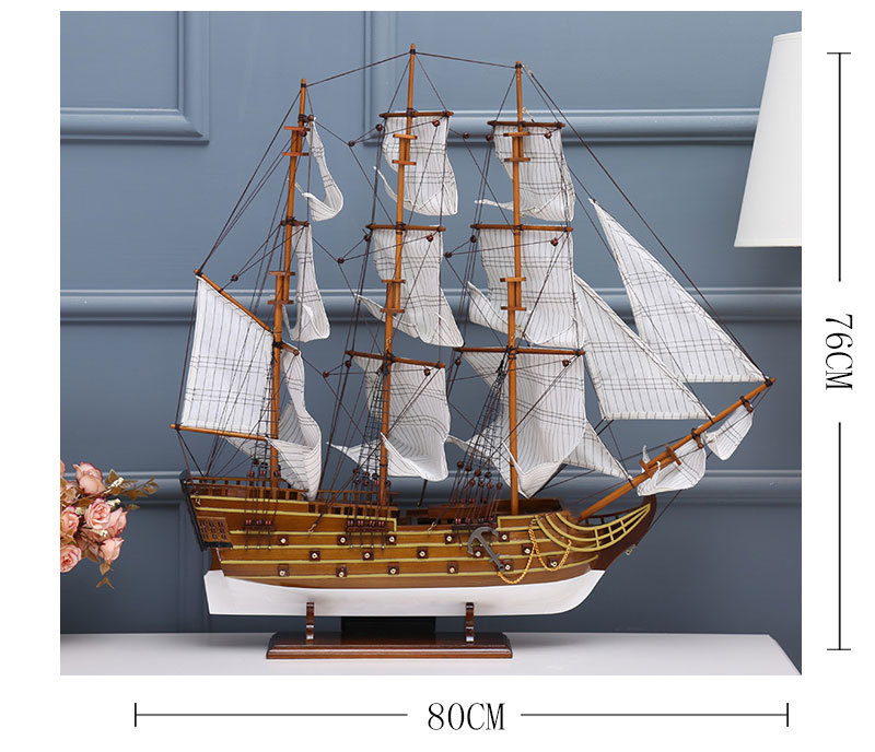 Painted Sailboat Handmade Crafts Simulation Sailboat Decoration Log Multi-Color Assembly Decoration Office Sailboat